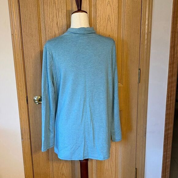 J. Jill Pure Luxe Tencel Blue Funnel Neck Tunic Top Large - Picture 4 of 8